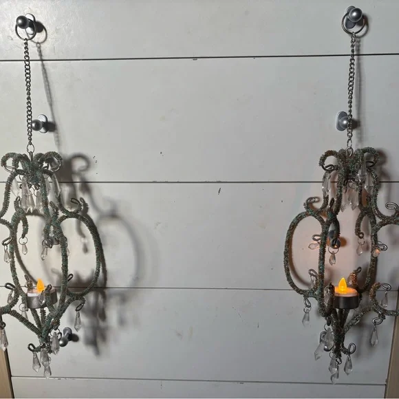 🎄Two (2) Hanging Candle Holders with Crystals - Picture 2 of 2